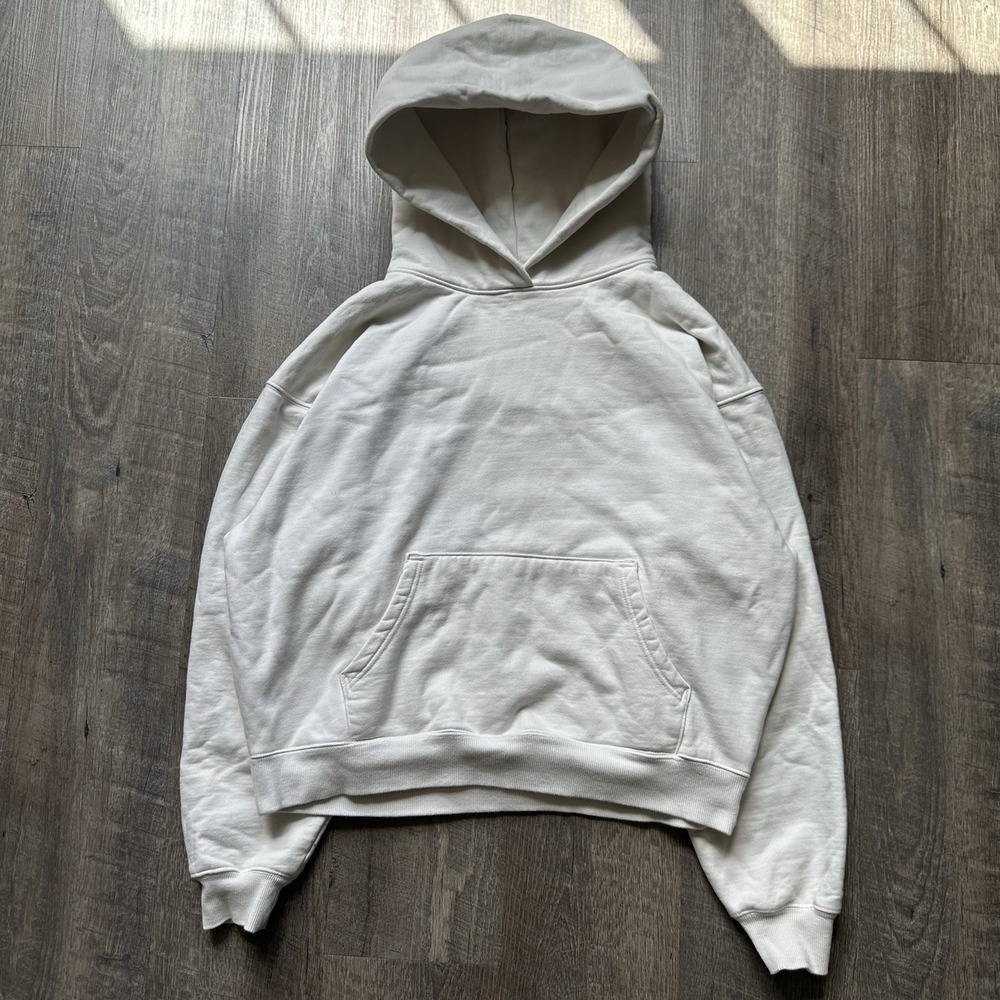 Elwood Cream Oversize Organic Cotton White Hoodie M Black ($75 Retail)